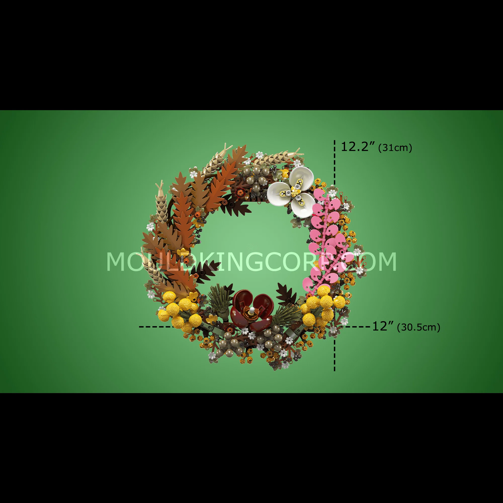 Mould King 10074 Christmas Dried Flower Wreath Building Set | 1,038 PCS - Image 6