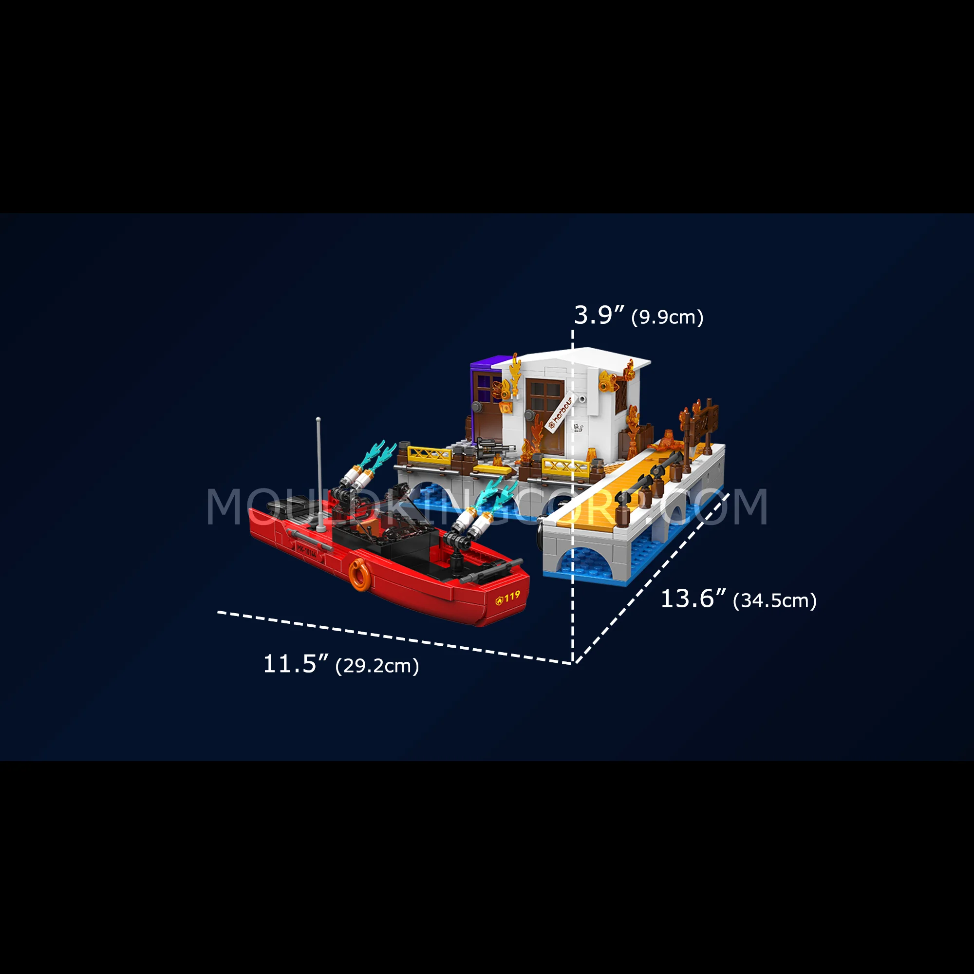 Mould King 10144 Dock Fire & Kitten Rescue Building Set | 588 Pcs - Image 6