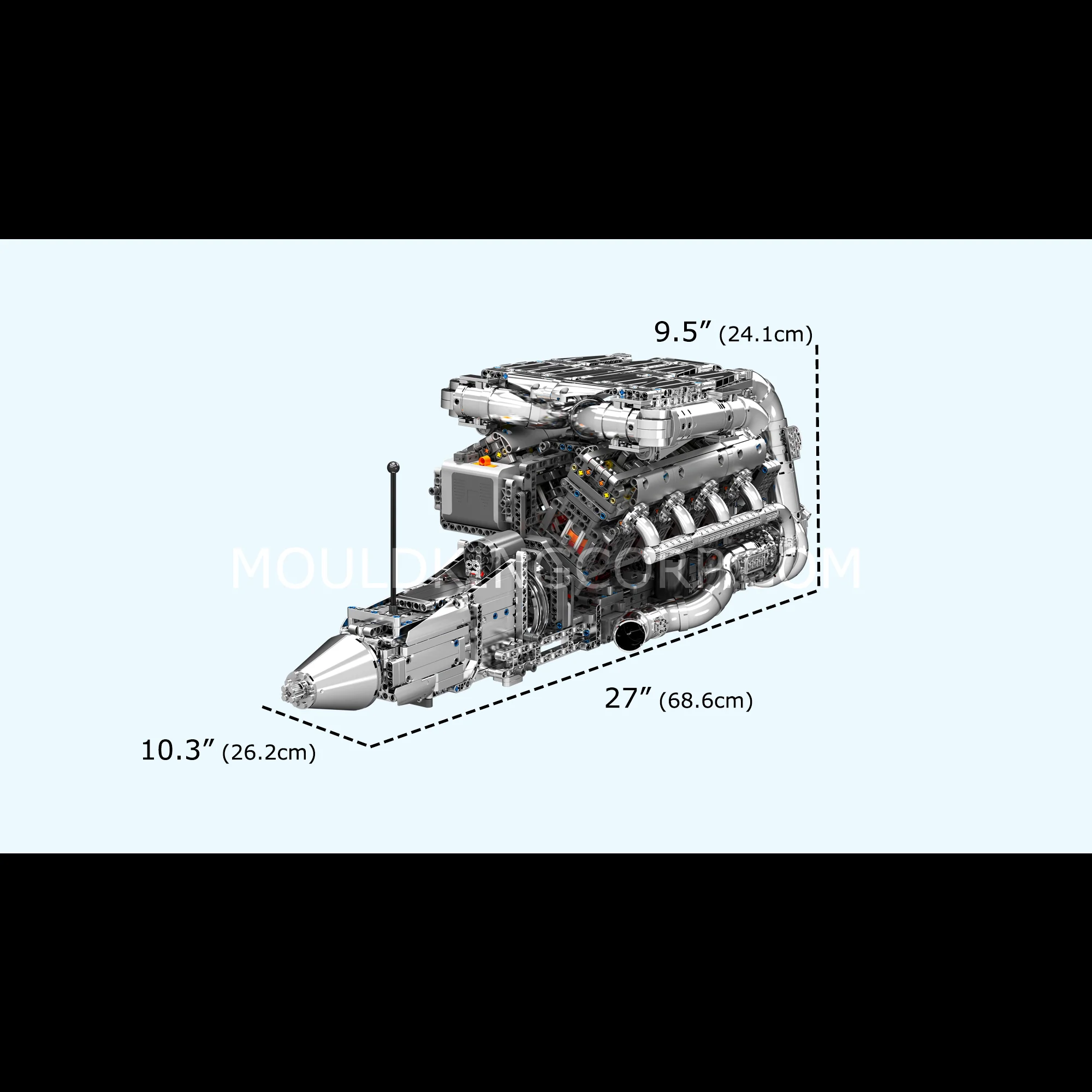 Mould King 10168 Motorised Hypercar W16 Engine & Gearbox Building Set | 2,899 Pcs - Image 6