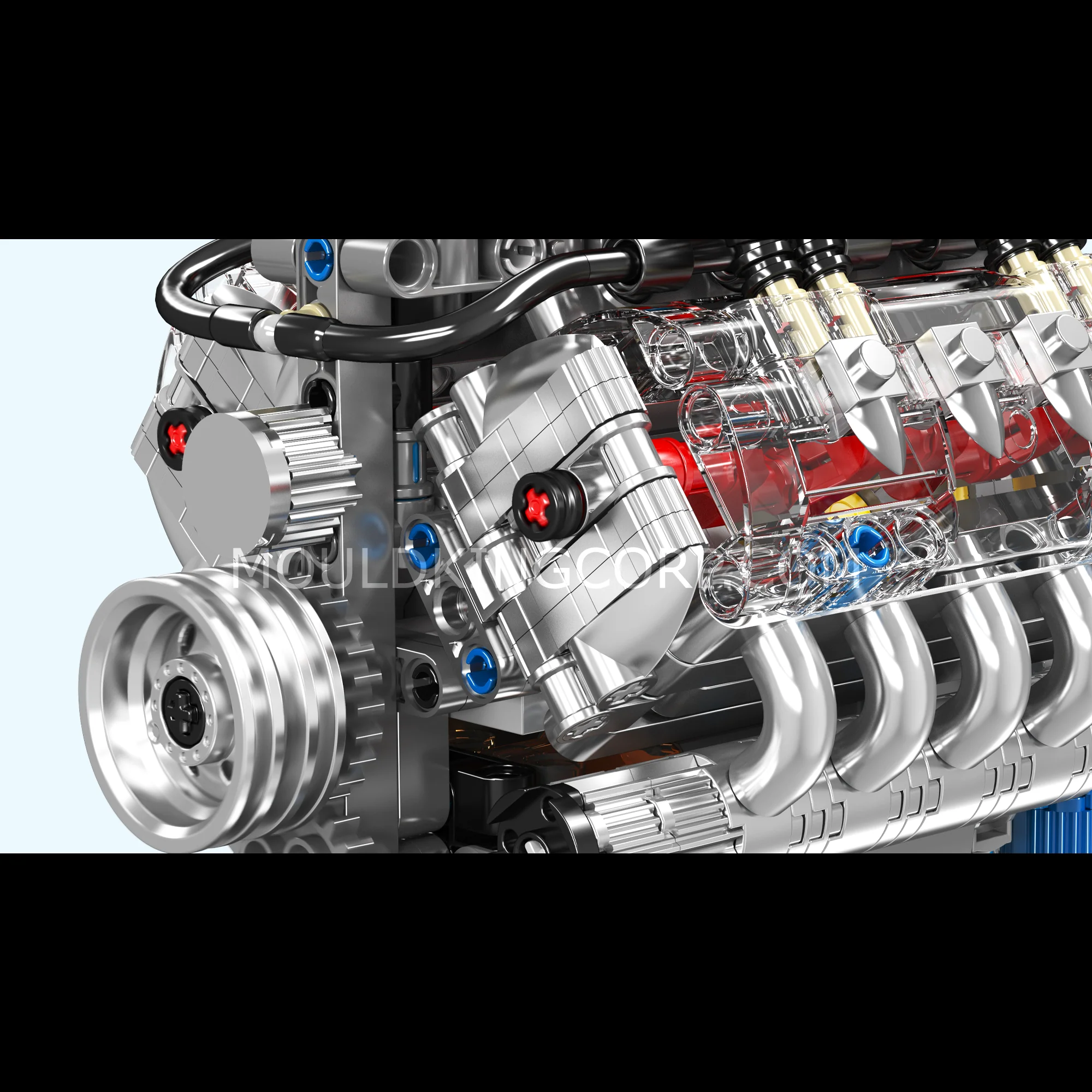 Mould King 10171 Chevy LSX454 Motorized V8 Engine Building Set | 487 Pcs - Image 5
