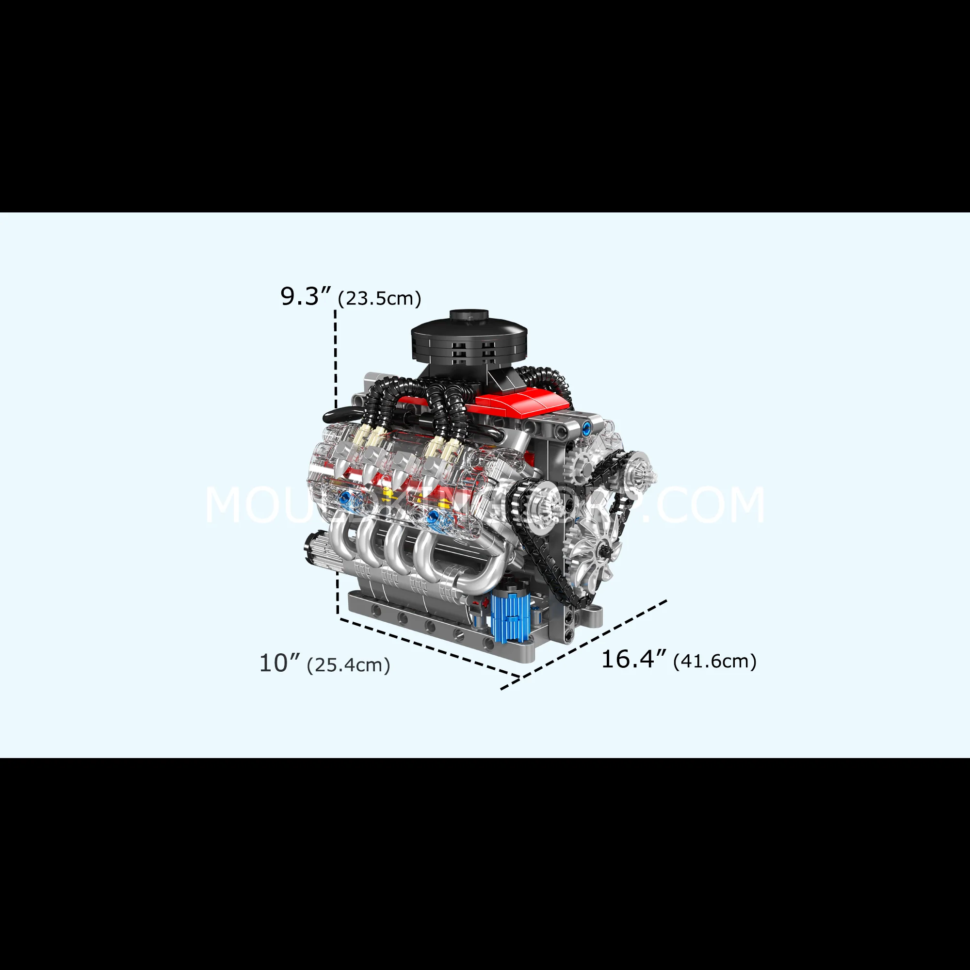 Mould King 10171 Chevy LSX454 Motorized V8 Engine Building Set | 487 Pcs - Image 6