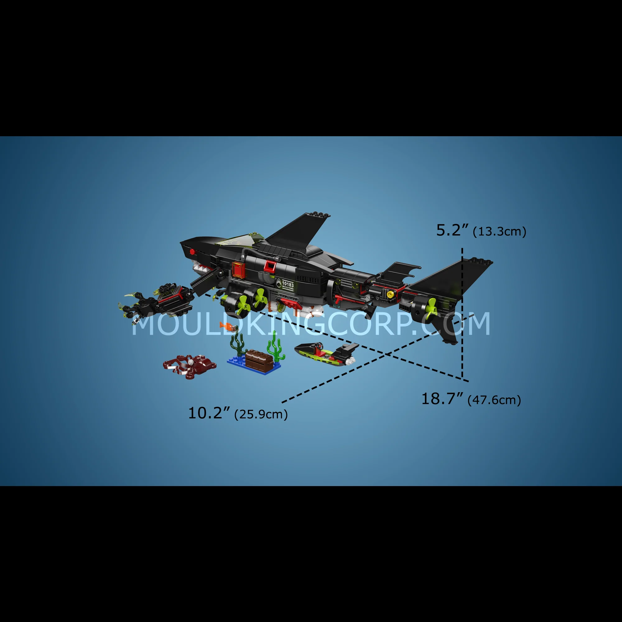 Mould King 10183 Mecha Shark Submarine Building Set | 1,031 Pcs - Image 6