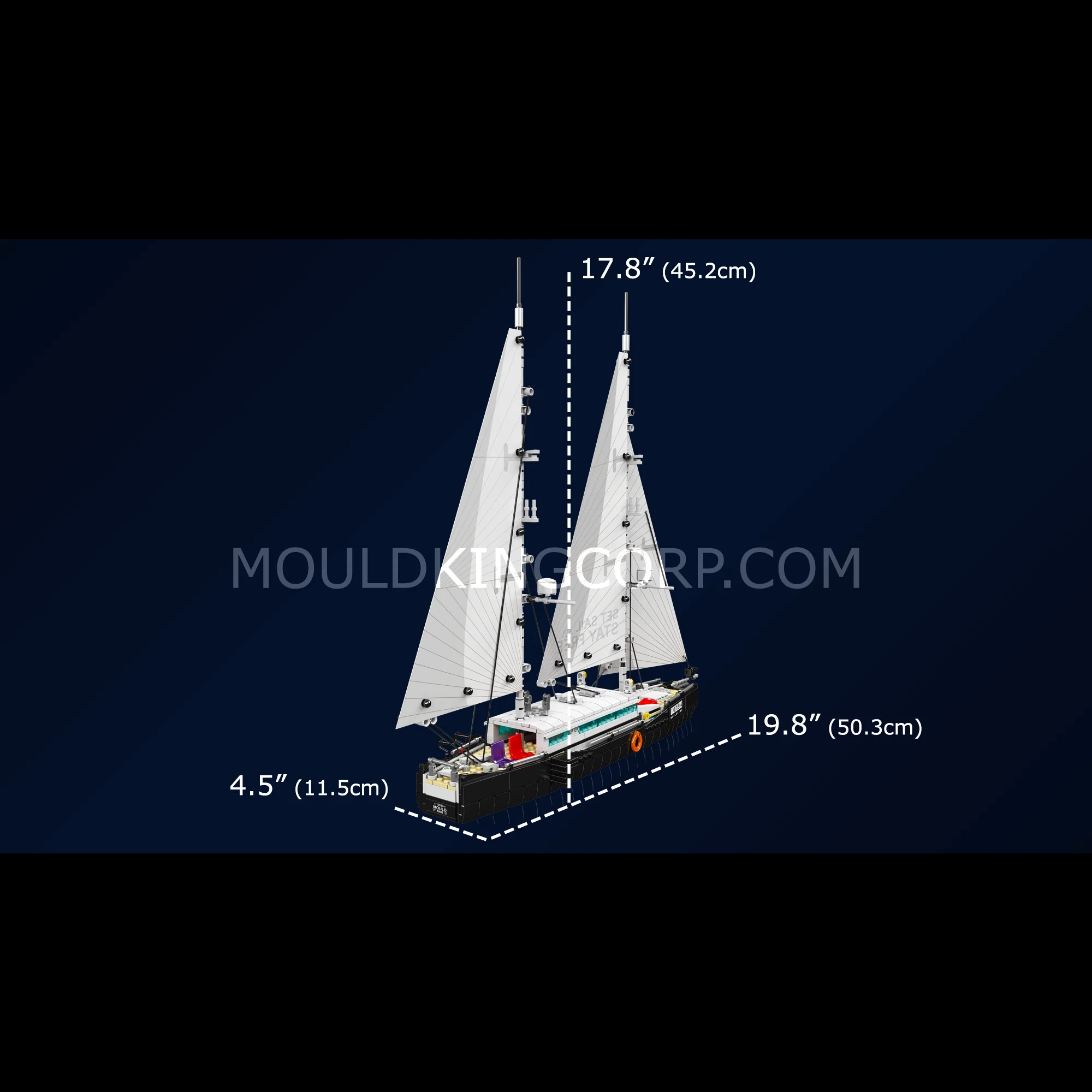 Mould King 10194 Modern Two-Mast Sailing Yacht Building Set | 893 Pcs - Image 6