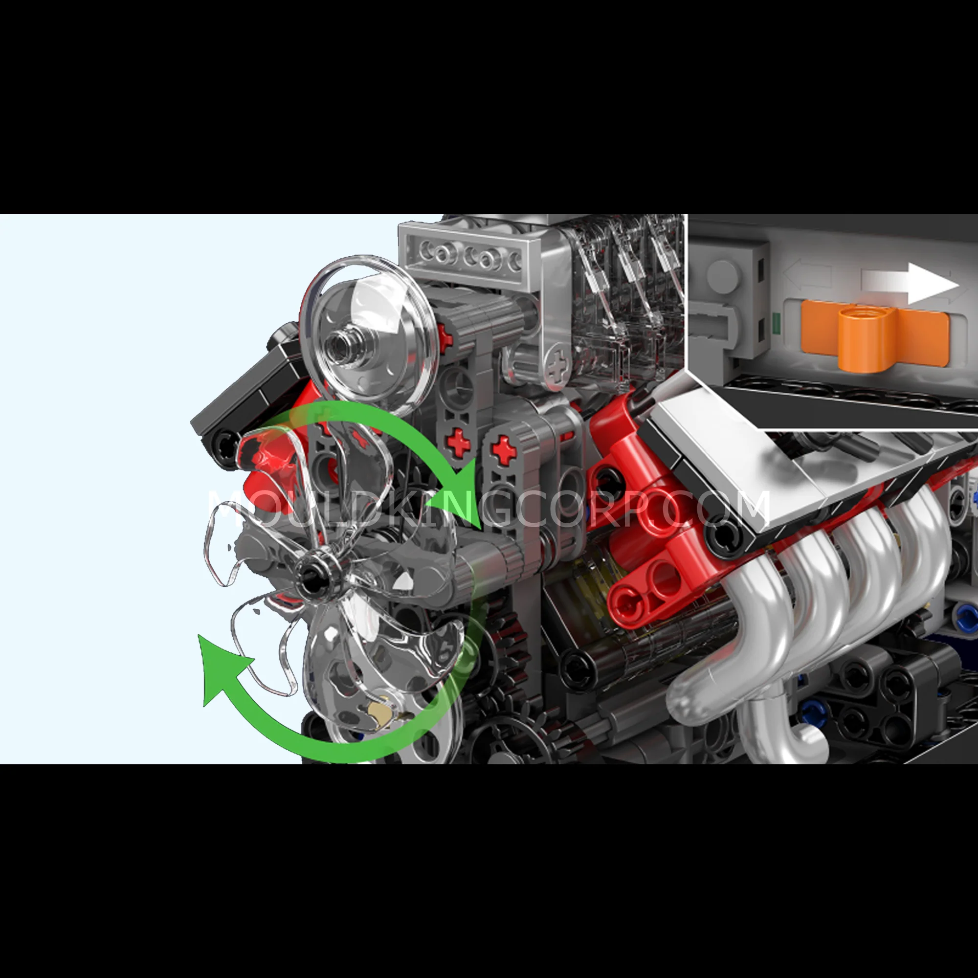 Mould King 10225 American Muscle Car V8 Engine with Gearbox Building Set | 855 Pcs - Image 2