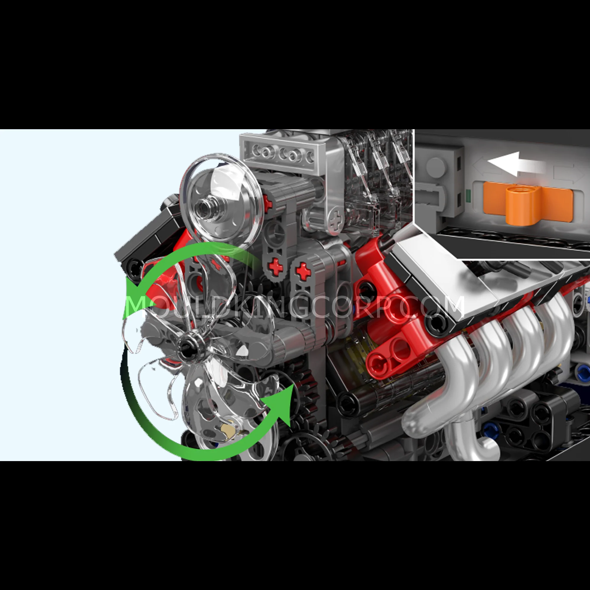 Mould King 10225 American Muscle Car V8 Engine with Gearbox Building Set | 855 Pcs - Image 3