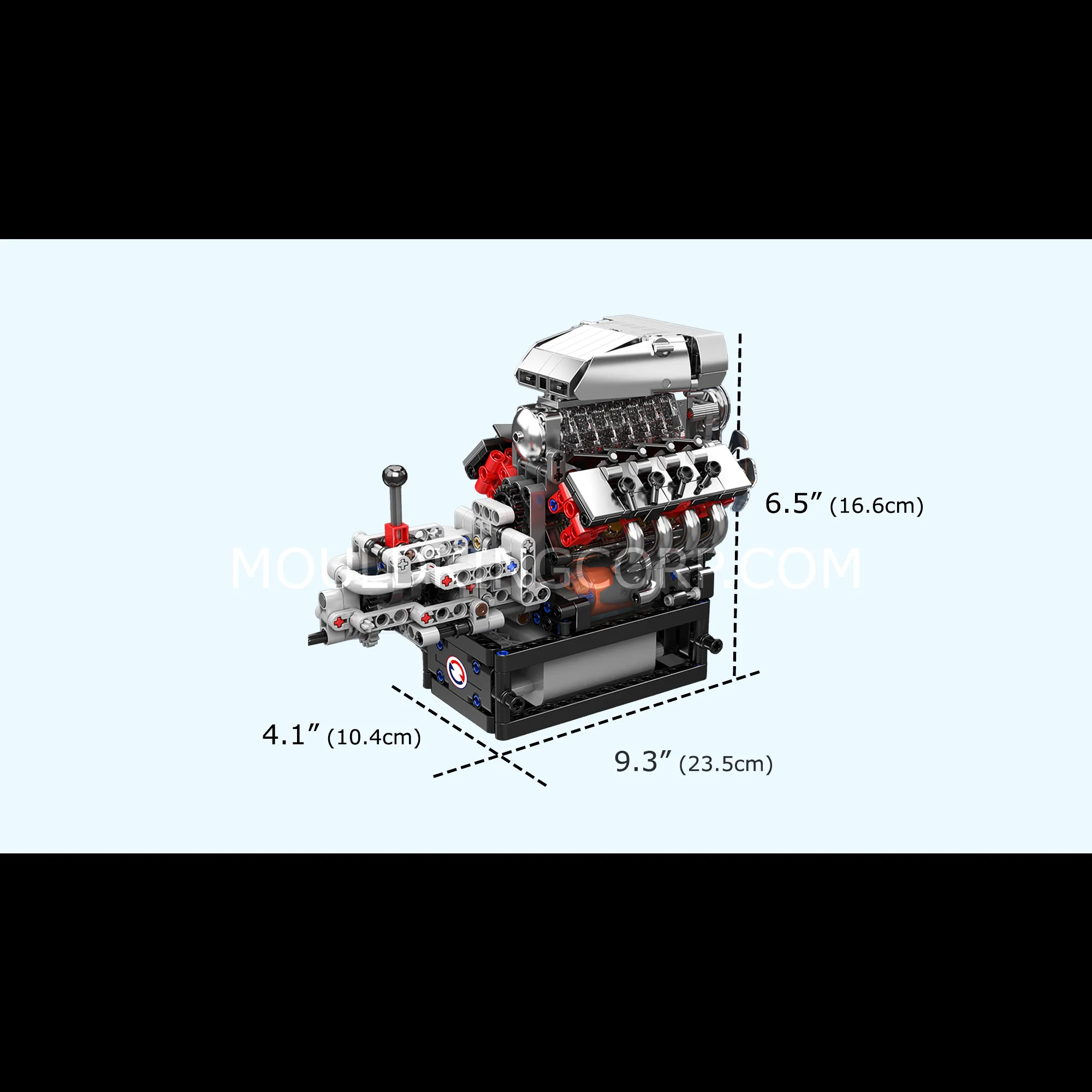 Mould King 10225 American Muscle Car V8 Engine with Gearbox Building Set | 855 Pcs - Image 6