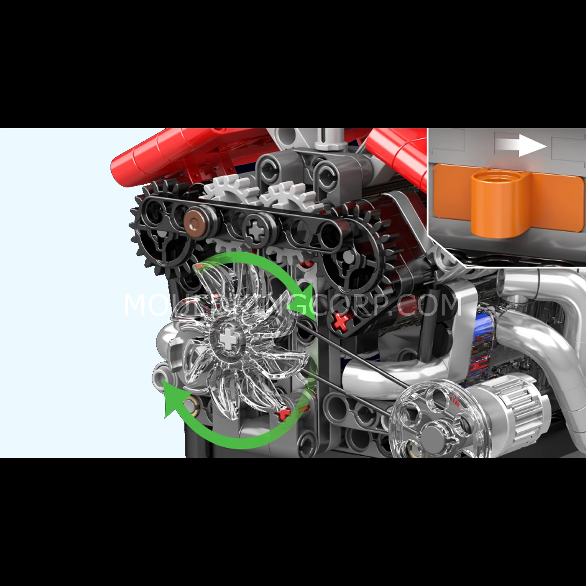 Mould King 10226 V12 Supercar Engine with Transmission Building Set | 863 Pcs - Image 2