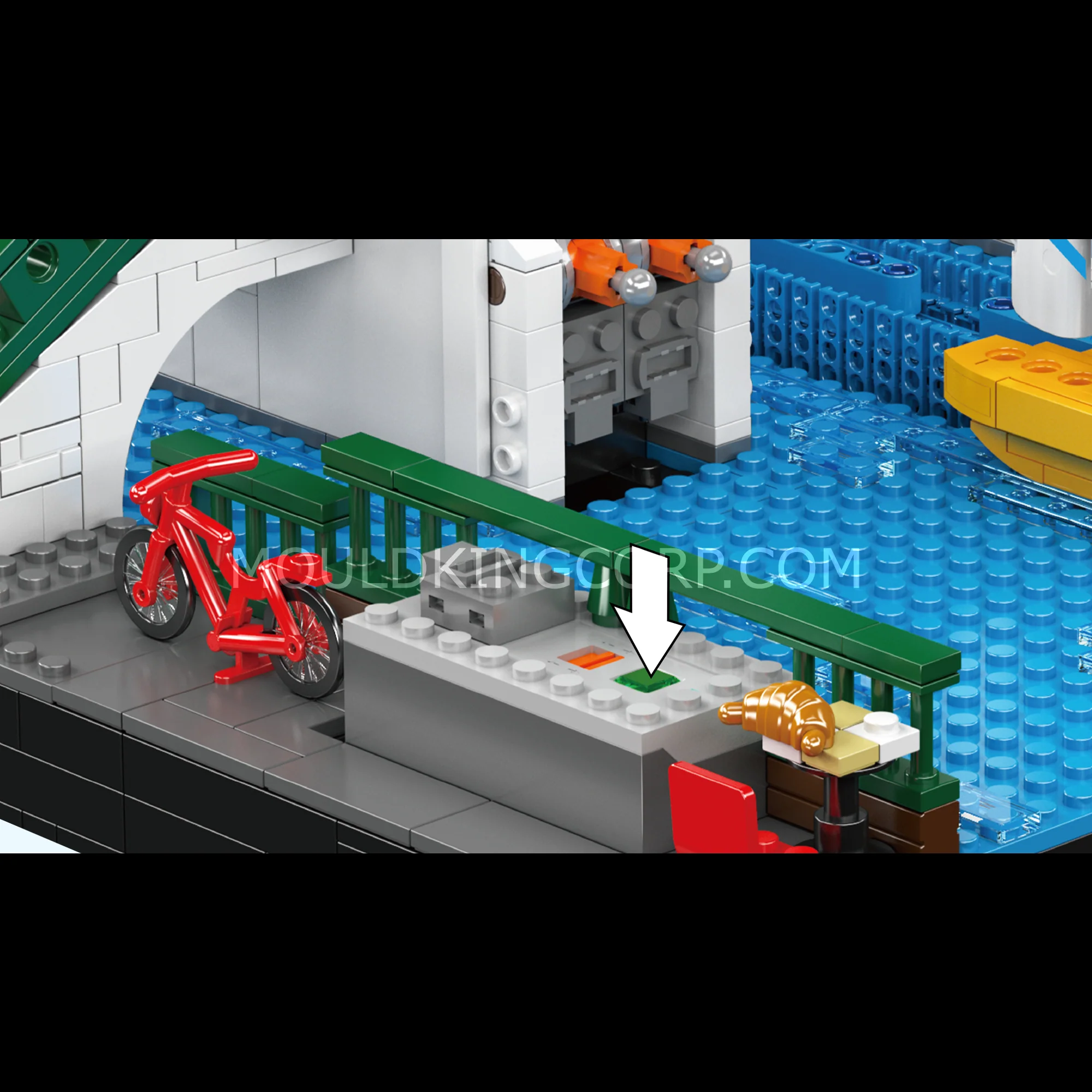 Mould King 16068 Northern Europe Town Folding Bridge Building Set | 2,066 Pcs - Image 2