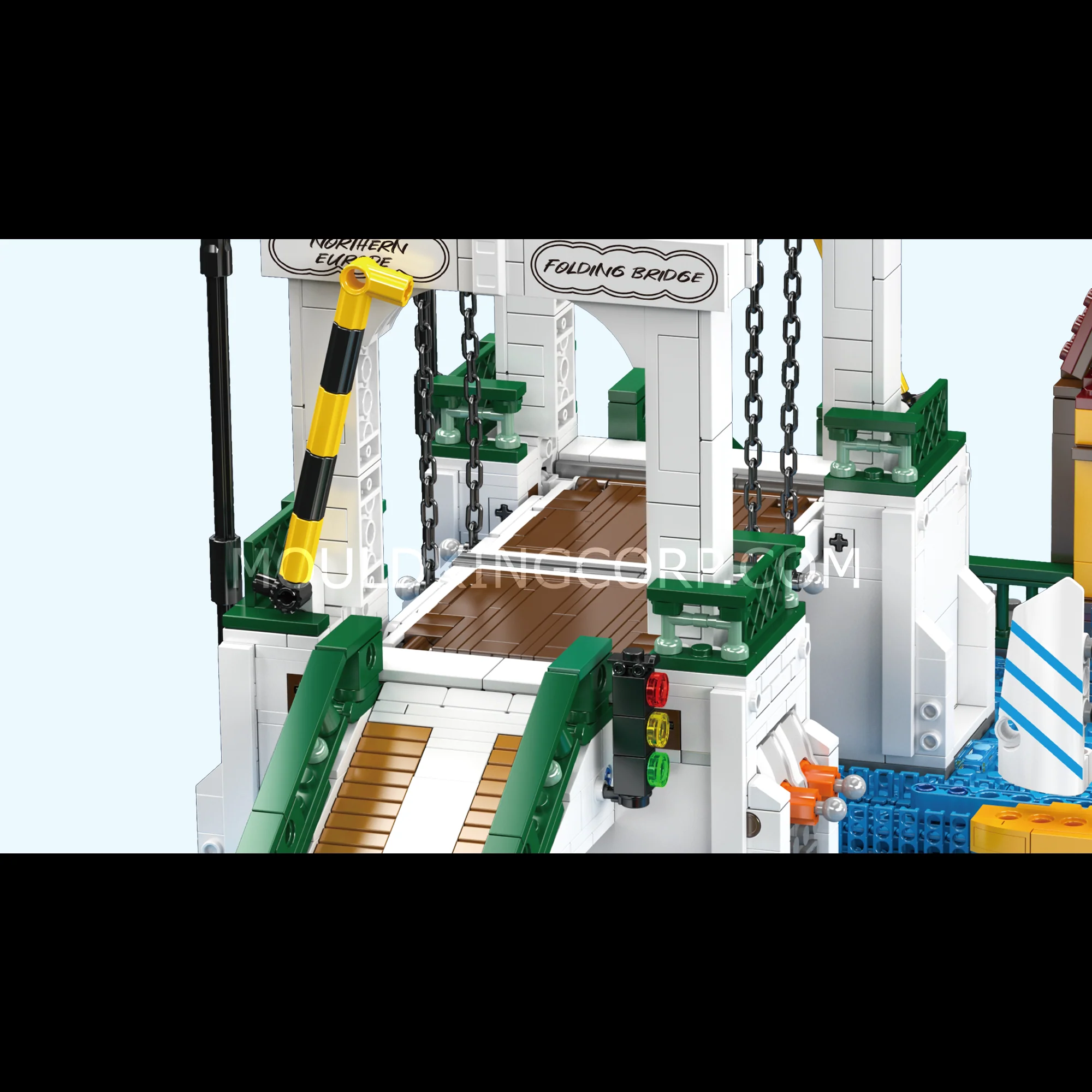 Mould King 16068 Northern Europe Town Folding Bridge Building Set | 2,066 Pcs - Image 5