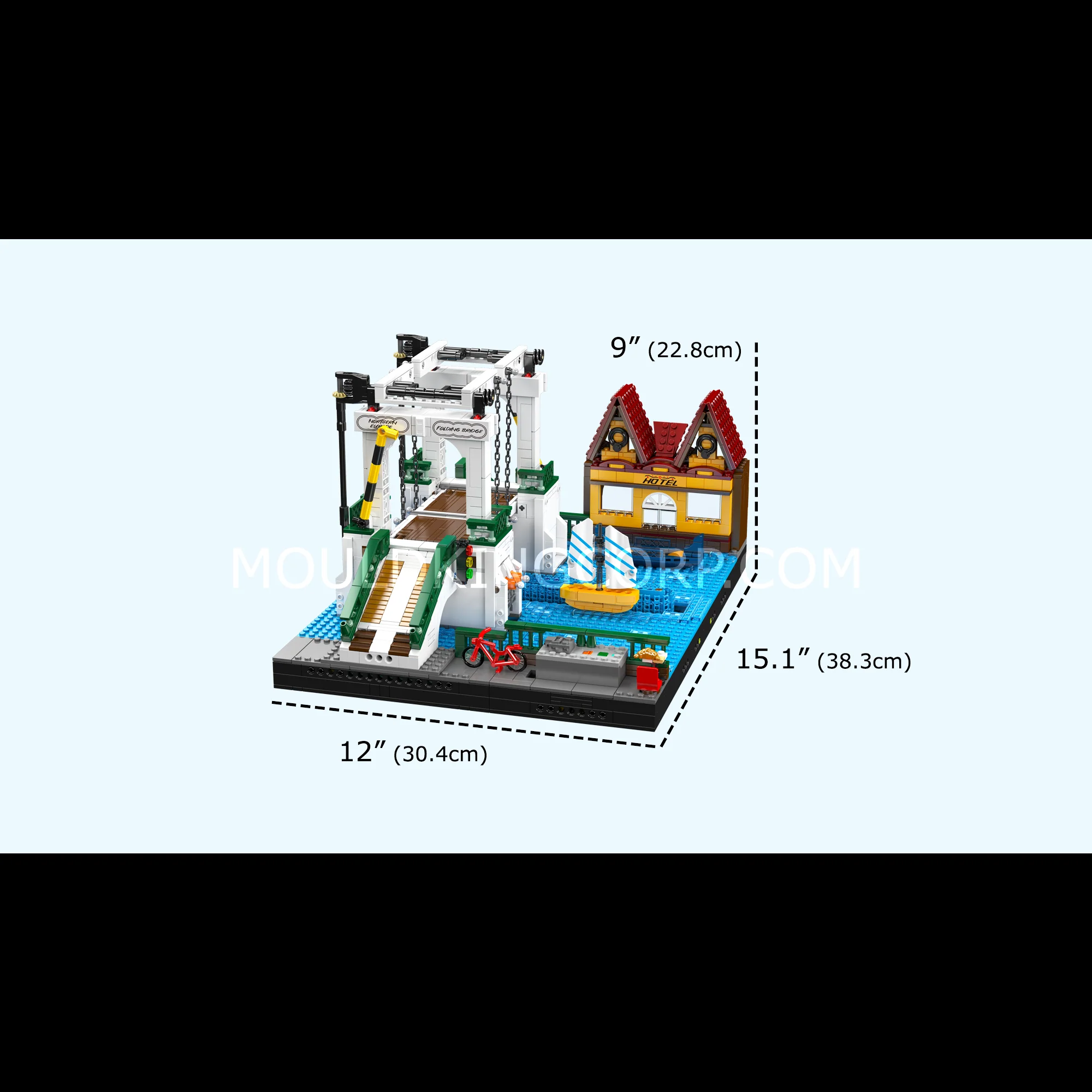 Mould King 16068 Northern Europe Town Folding Bridge Building Set | 2,066 Pcs - Image 6