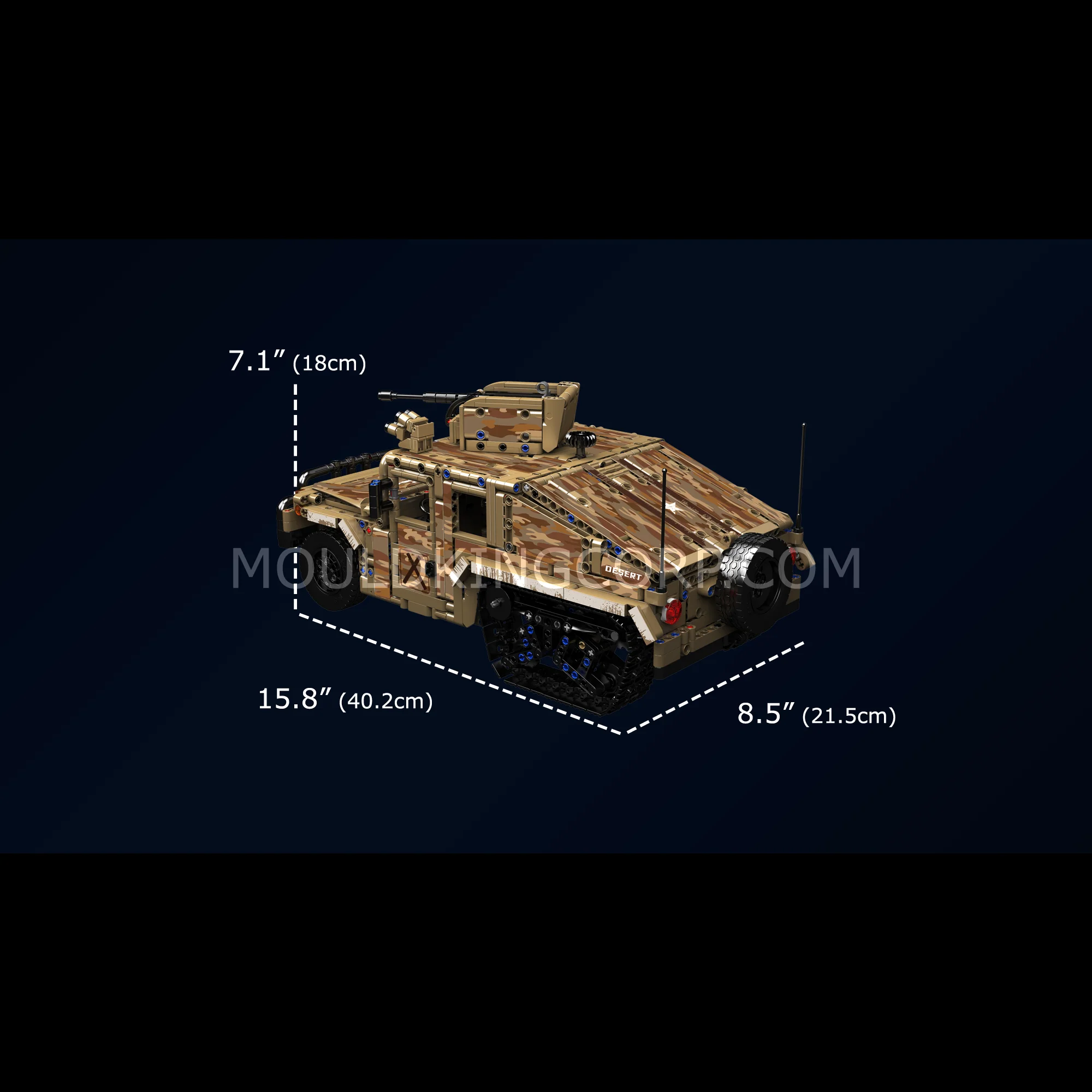 Mould King 20047 Remote-Controlled Desert Tracked Humvee Building Set | 2,094 Pcs - Image 6