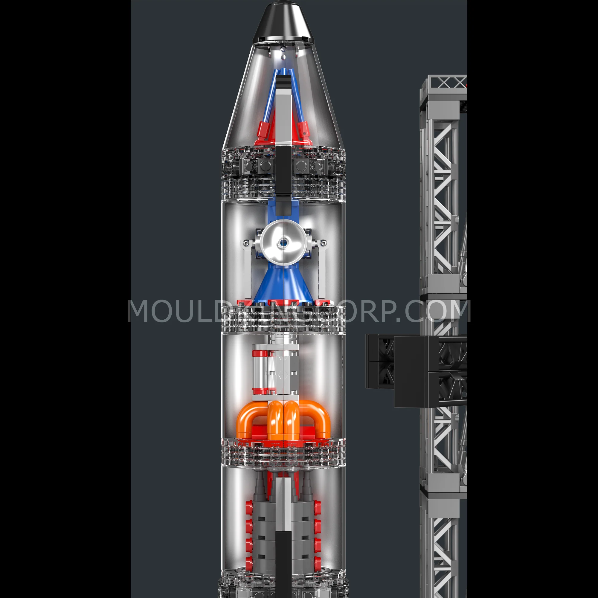 Mould King 21077 Chrome Starship & Launch Tower Building Set | 1,231 Pcs - Image 3