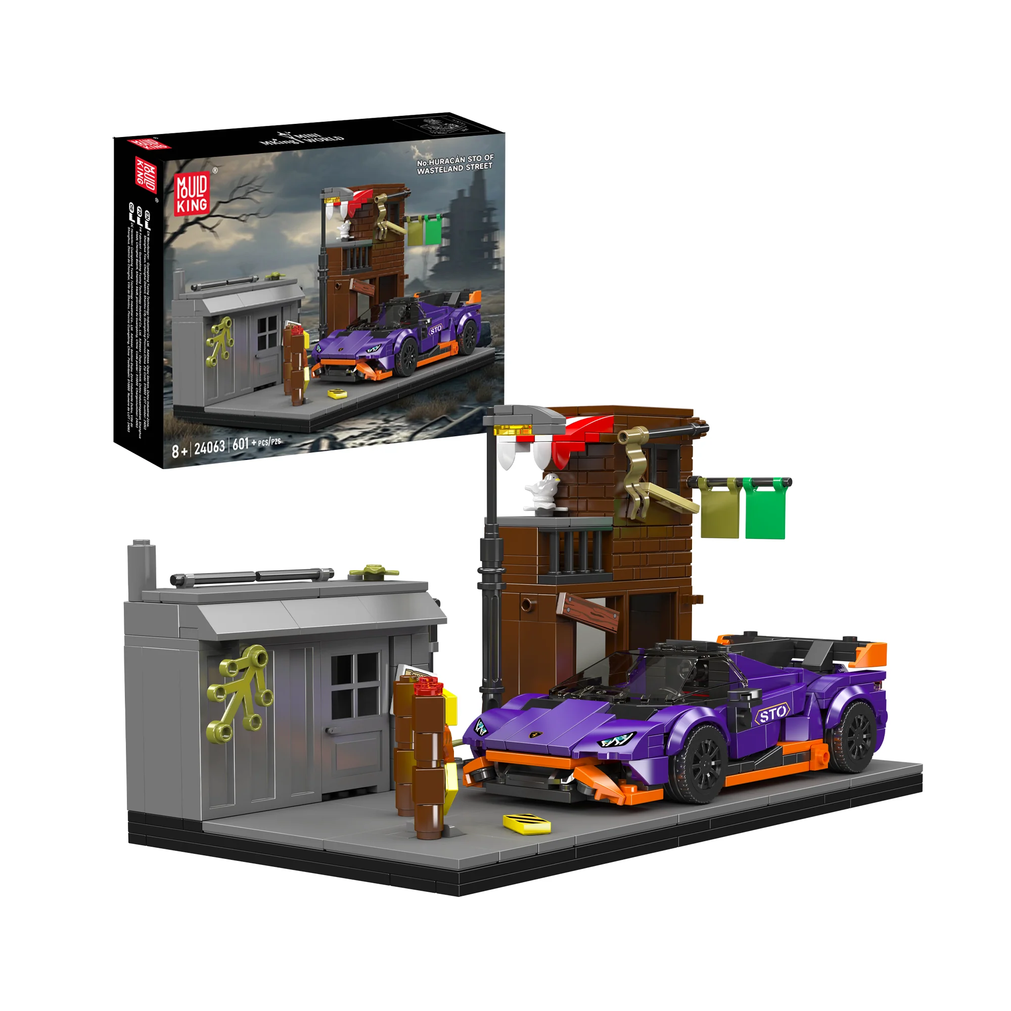 Mould King 24063 Wasteland Street Supercar Scene Building Set | 601 Pcs