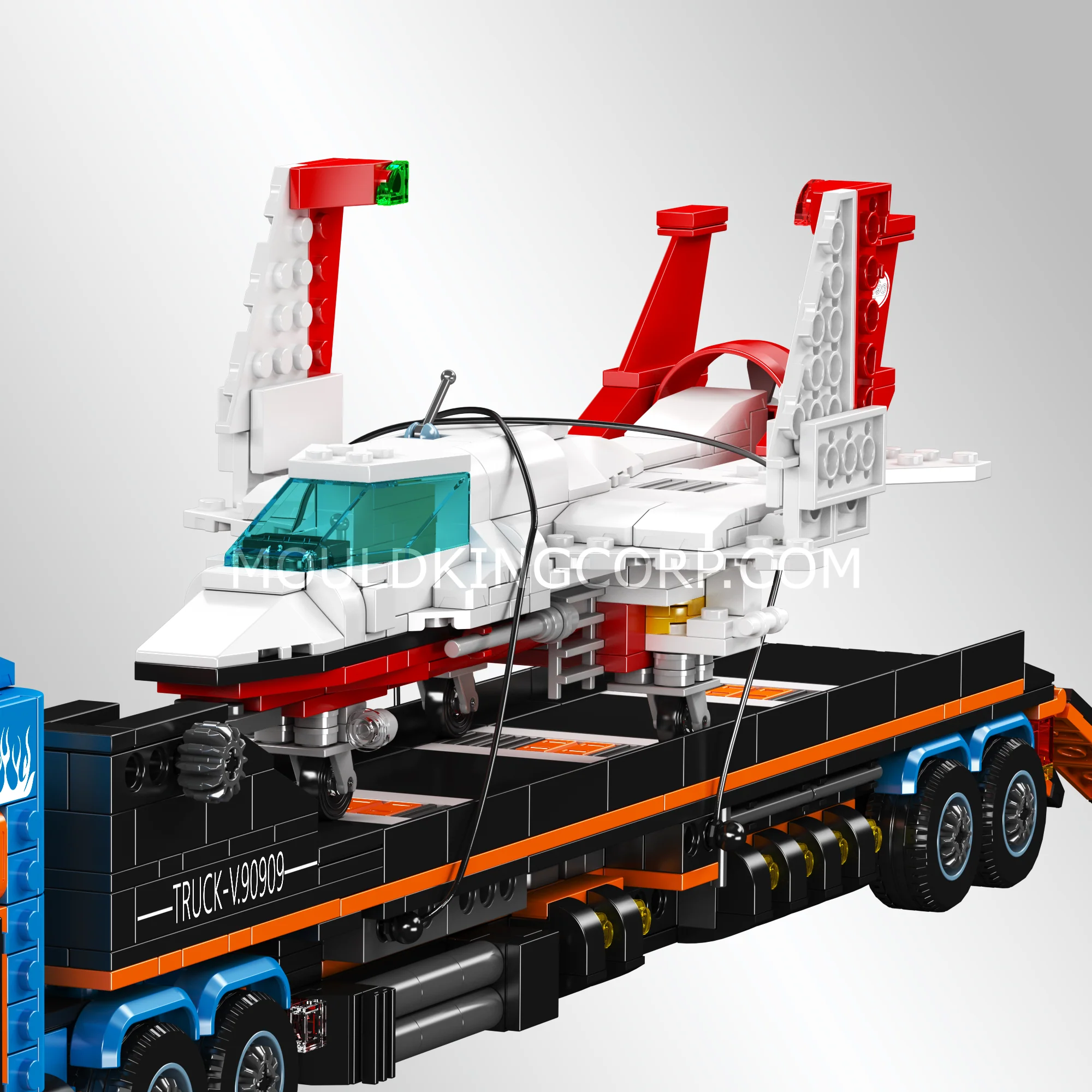 Mould King 24090 Aircraft Transport Truck with Flatbed Trailer Building Set | 1,468 Pcs - Image 3