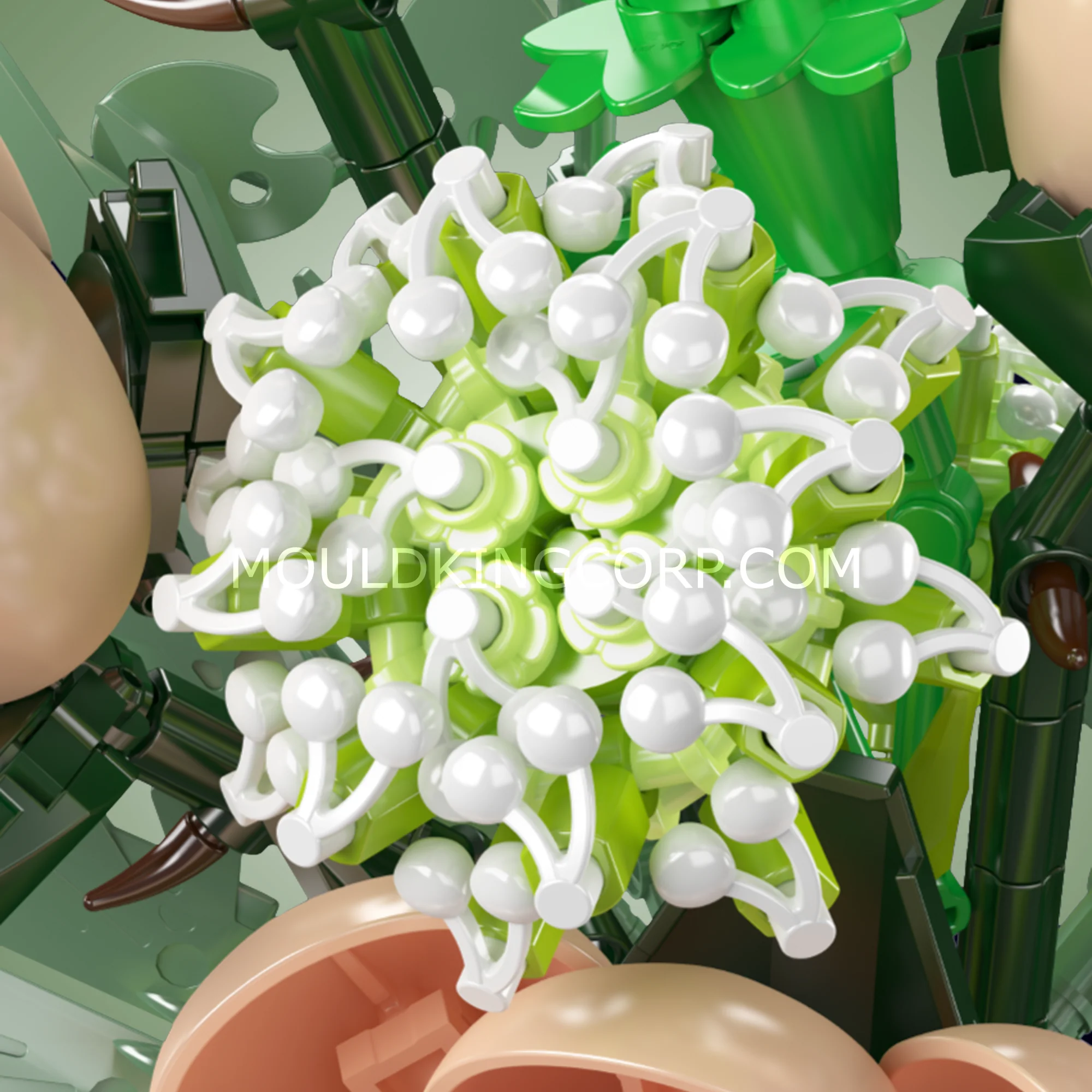 Mould King 24109 White Rose Flower Bouquet Building Set | 981 Pcs - Image 3