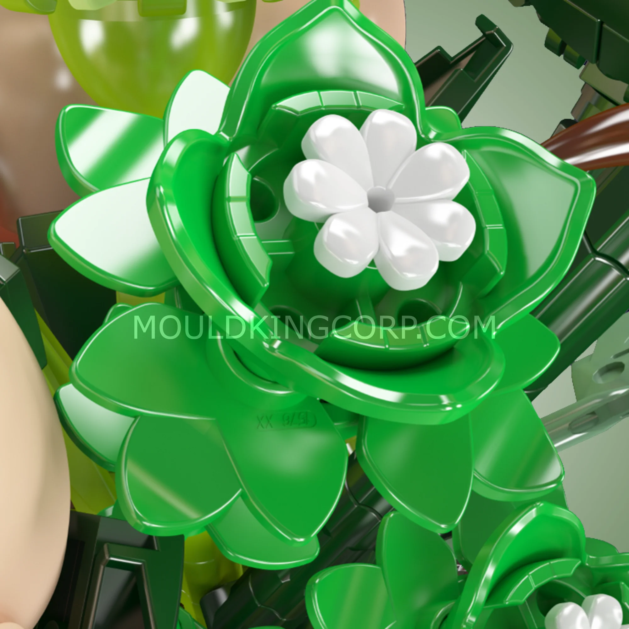 Mould King 24109 White Rose Flower Bouquet Building Set | 981 Pcs - Image 4