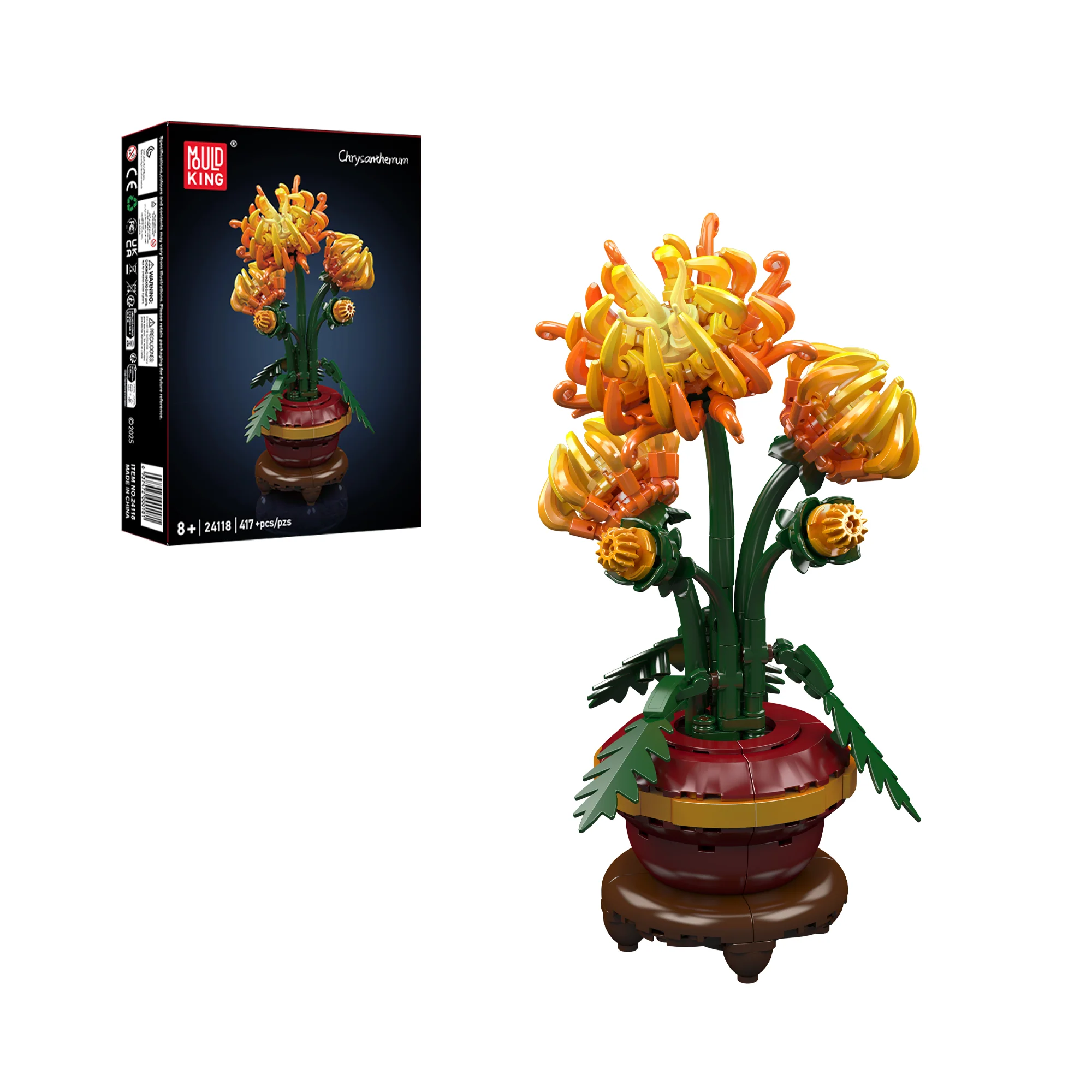 Mould King 24118 Chrysanthemum Potted Plant Building Block Set | 417 Pcs