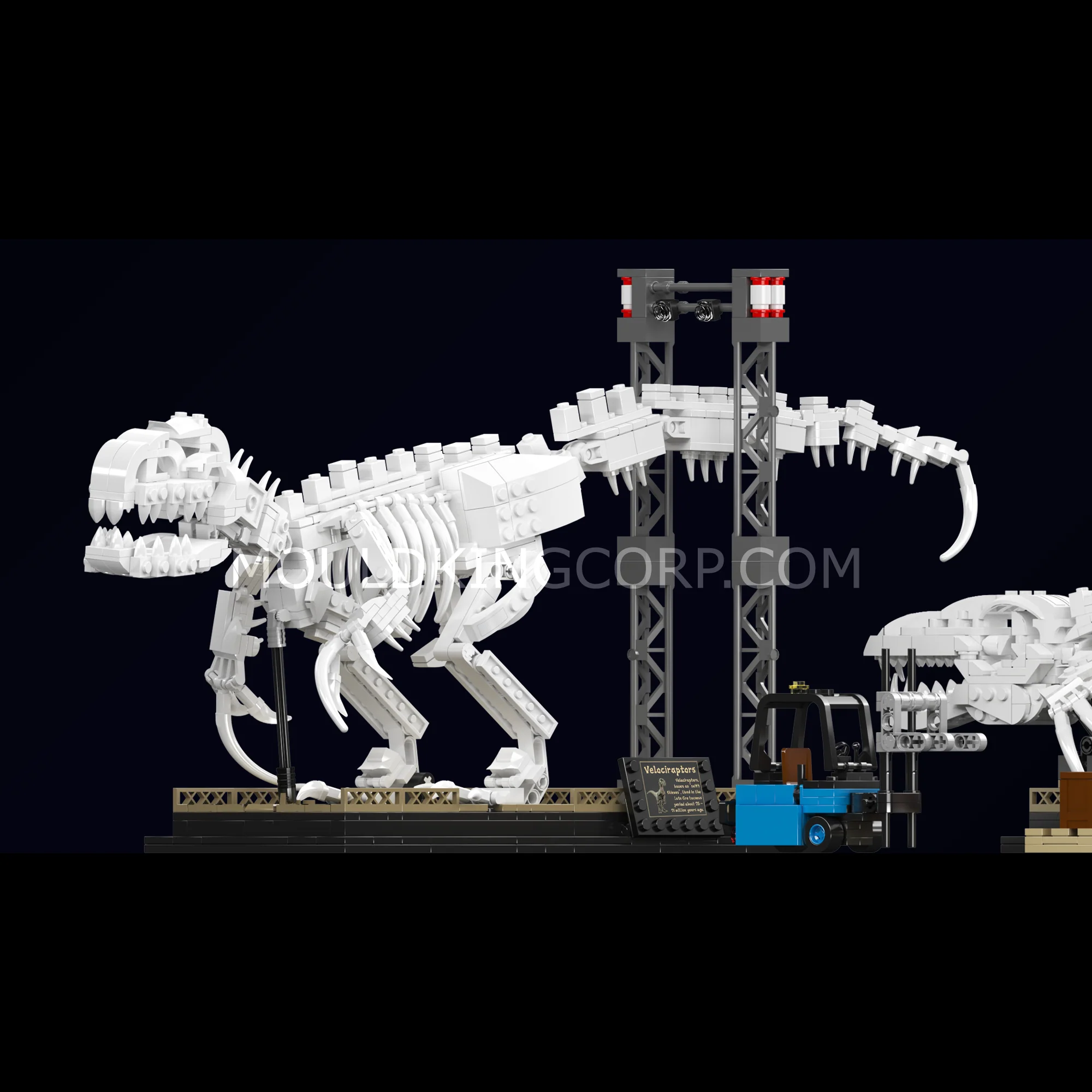 Mould King 29005 Mosasaurus & Velociraptor Fossil Display Model Building Set | 1418 Pcs - Image 3