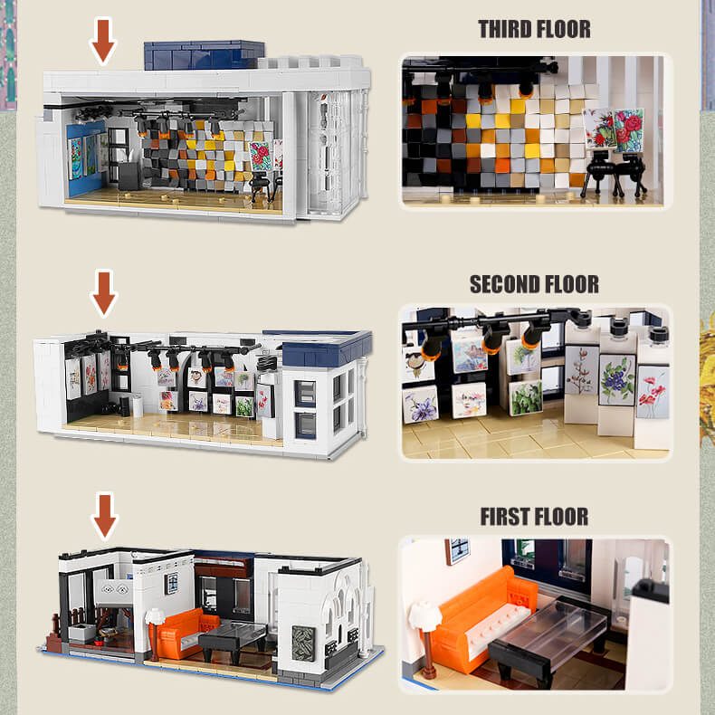 Mould King 16043 Art Gallery Showcase 3-Layer MOC Building Set | 3,536 PCS - Image 4
