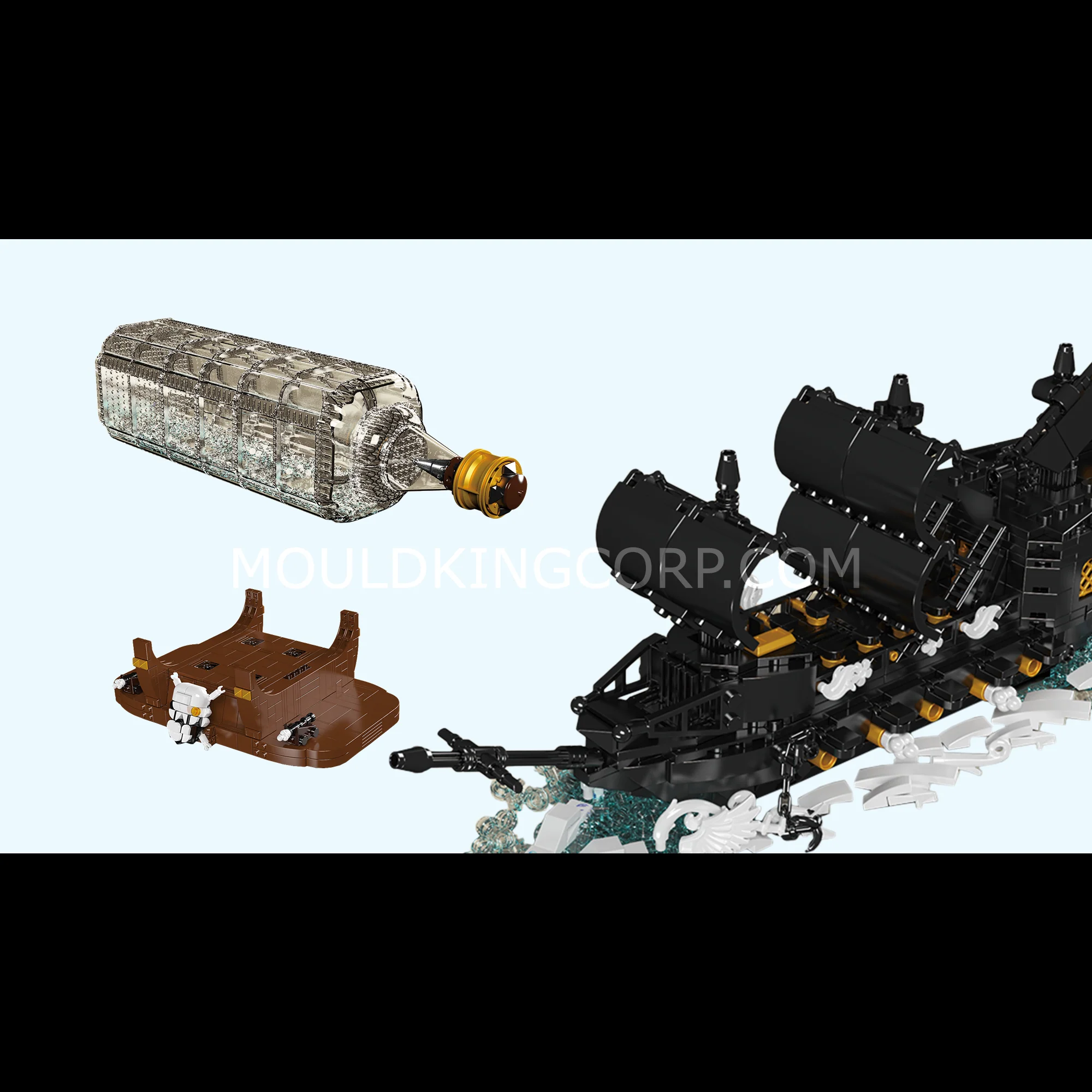 Mould King 10065 Black Pirates Ship-In-a-Bottle Building Set | 2,206 PCS - Image 4