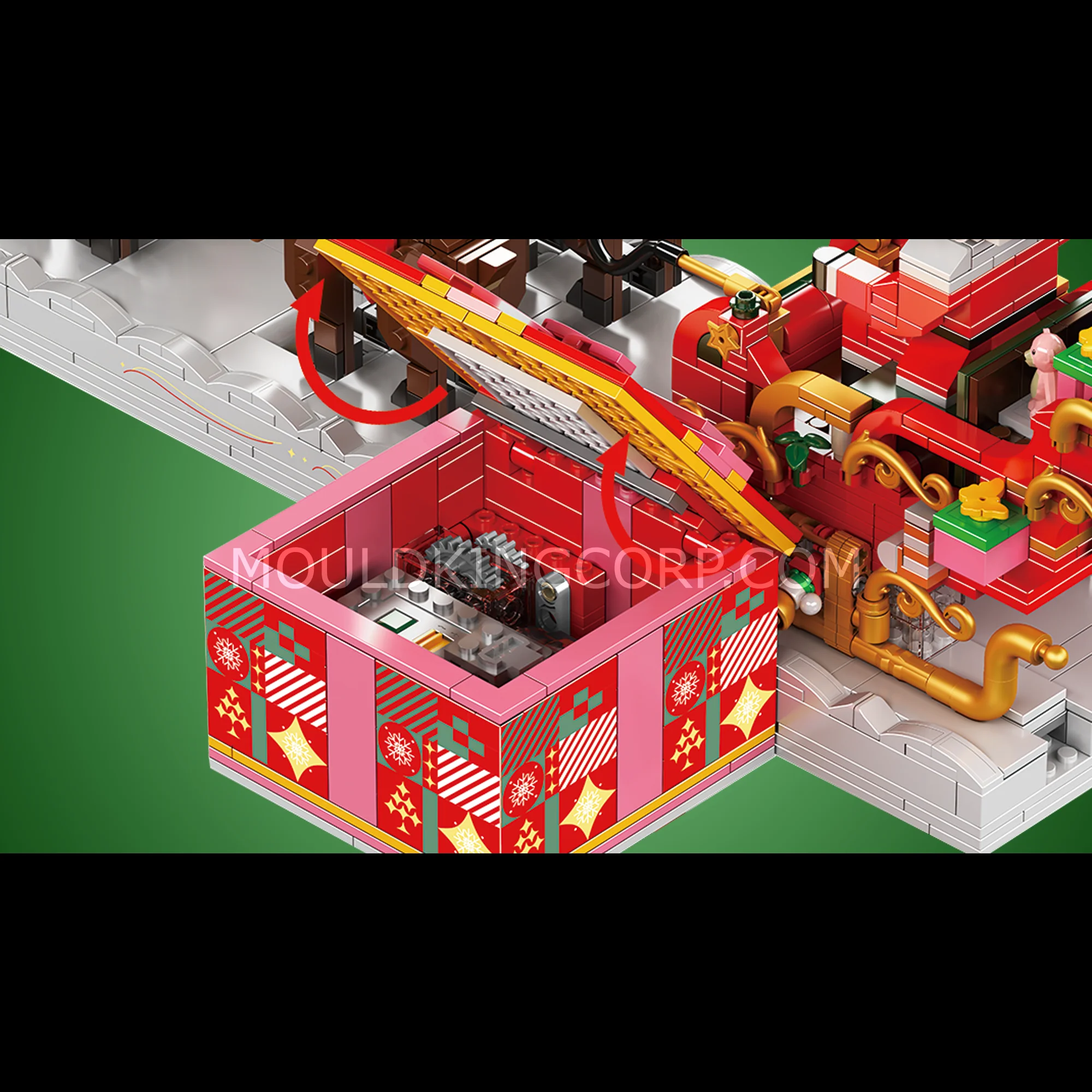 Mould King 10154 Motorised Reindeer & Santa Claus Sleigh Building Set | 2,073 Pcs - Image 2