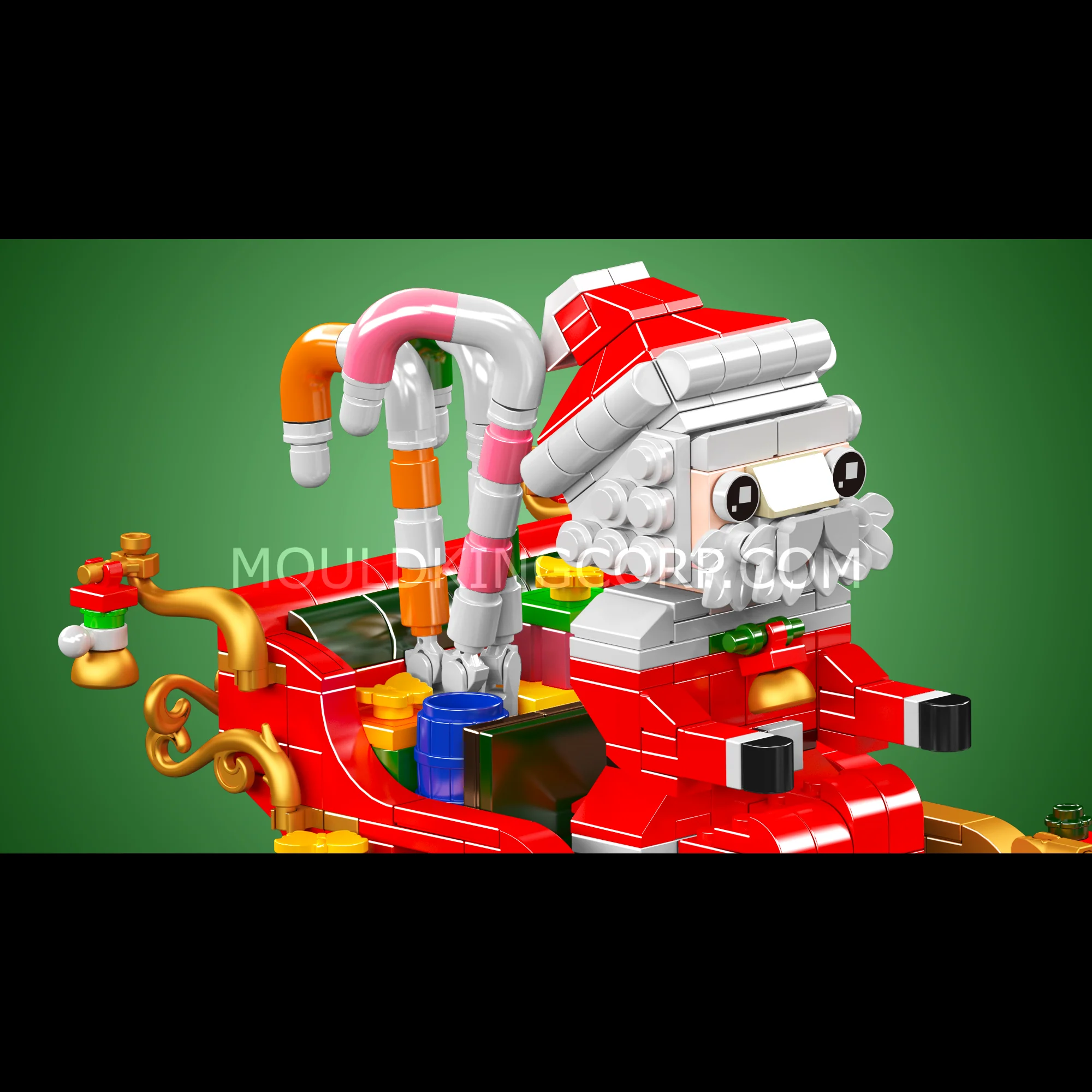 Mould King 10154 Motorised Reindeer & Santa Claus Sleigh Building Set | 2,073 Pcs - Image 3