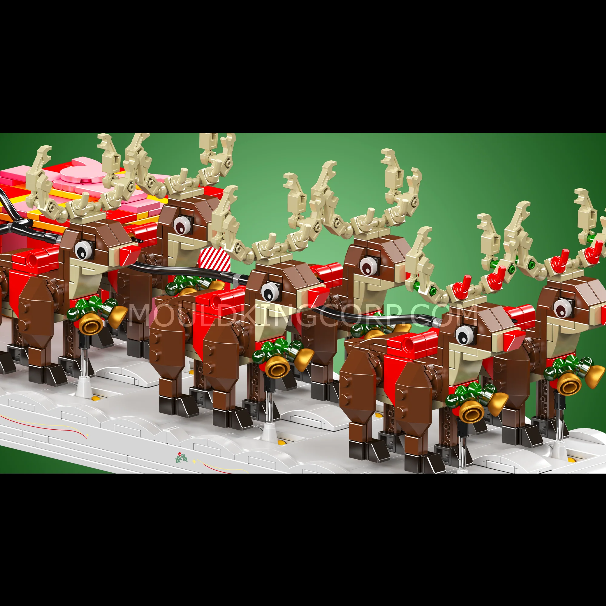 Mould King 10154 Motorised Reindeer & Santa Claus Sleigh Building Set | 2,073 Pcs - Image 4