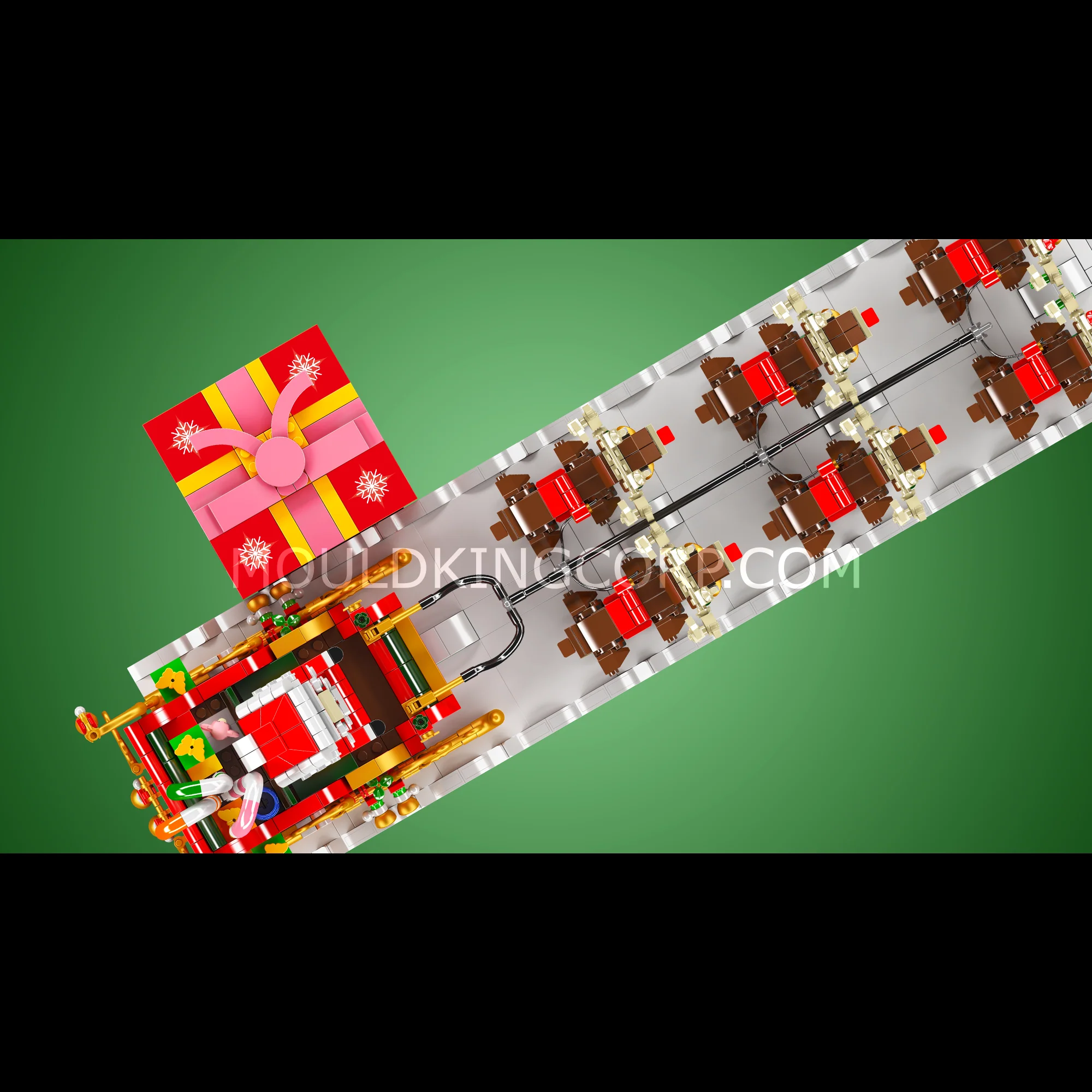 Mould King 10154 Motorised Reindeer & Santa Claus Sleigh Building Set | 2,073 Pcs - Image 5