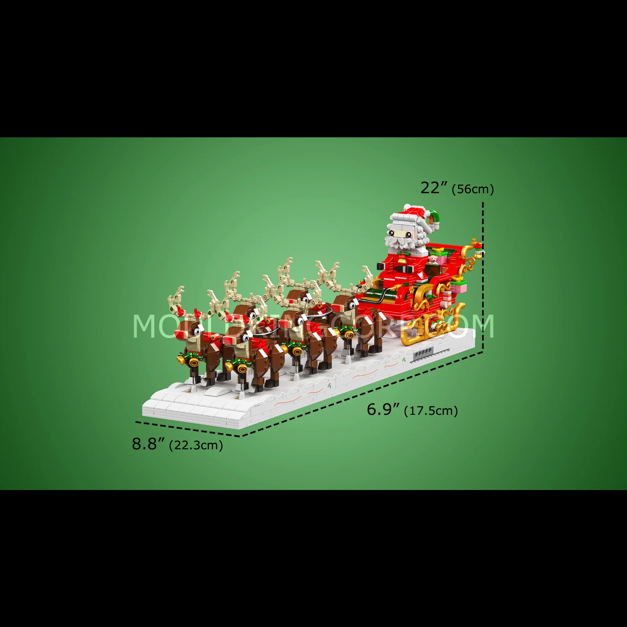 Mould King 10154 Motorised Reindeer & Santa Claus Sleigh Building Set | 2,073 Pcs - Image 6