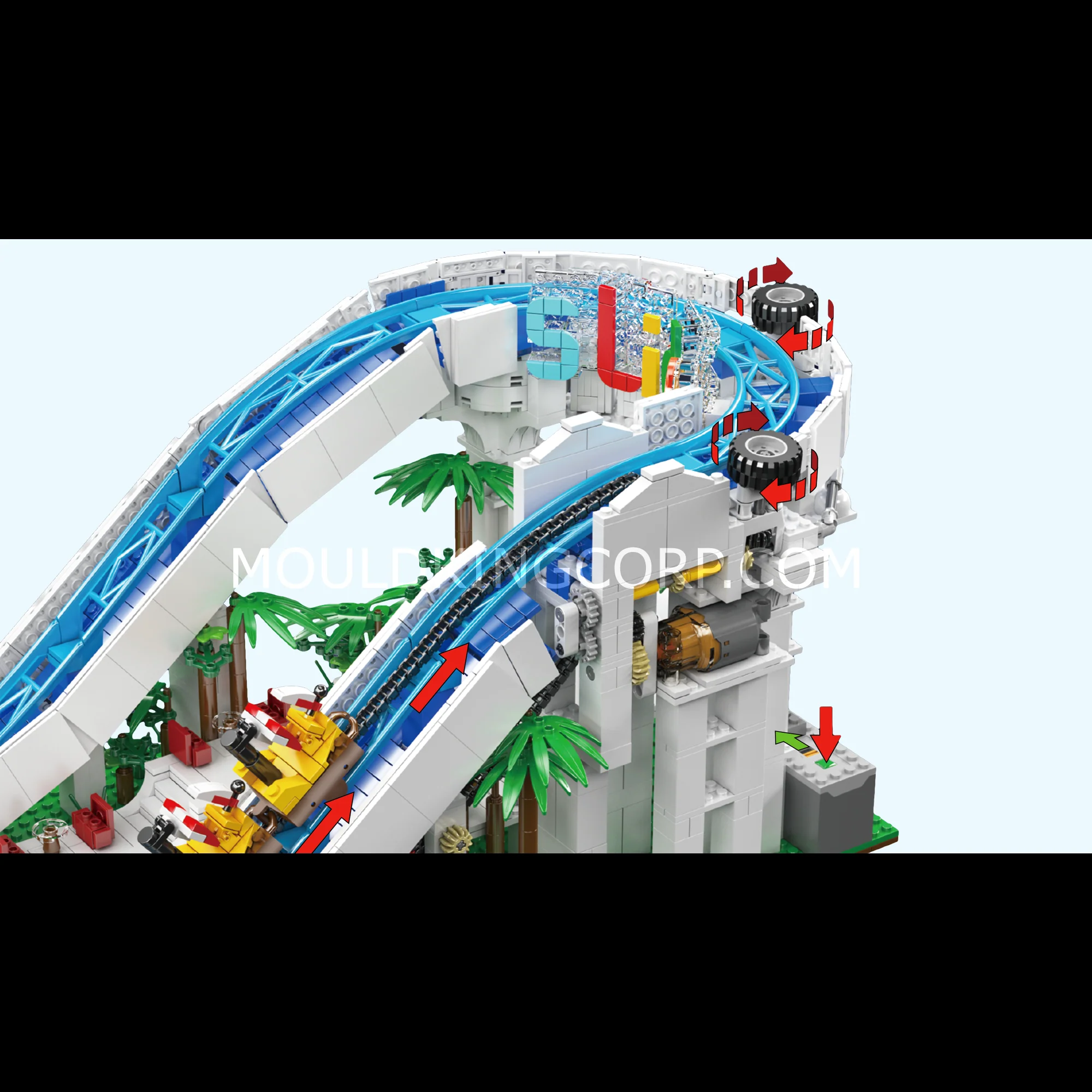 Mould King 11021 Electric Water Slide Building Blocks Set | 2,088 Pcs - Image 2