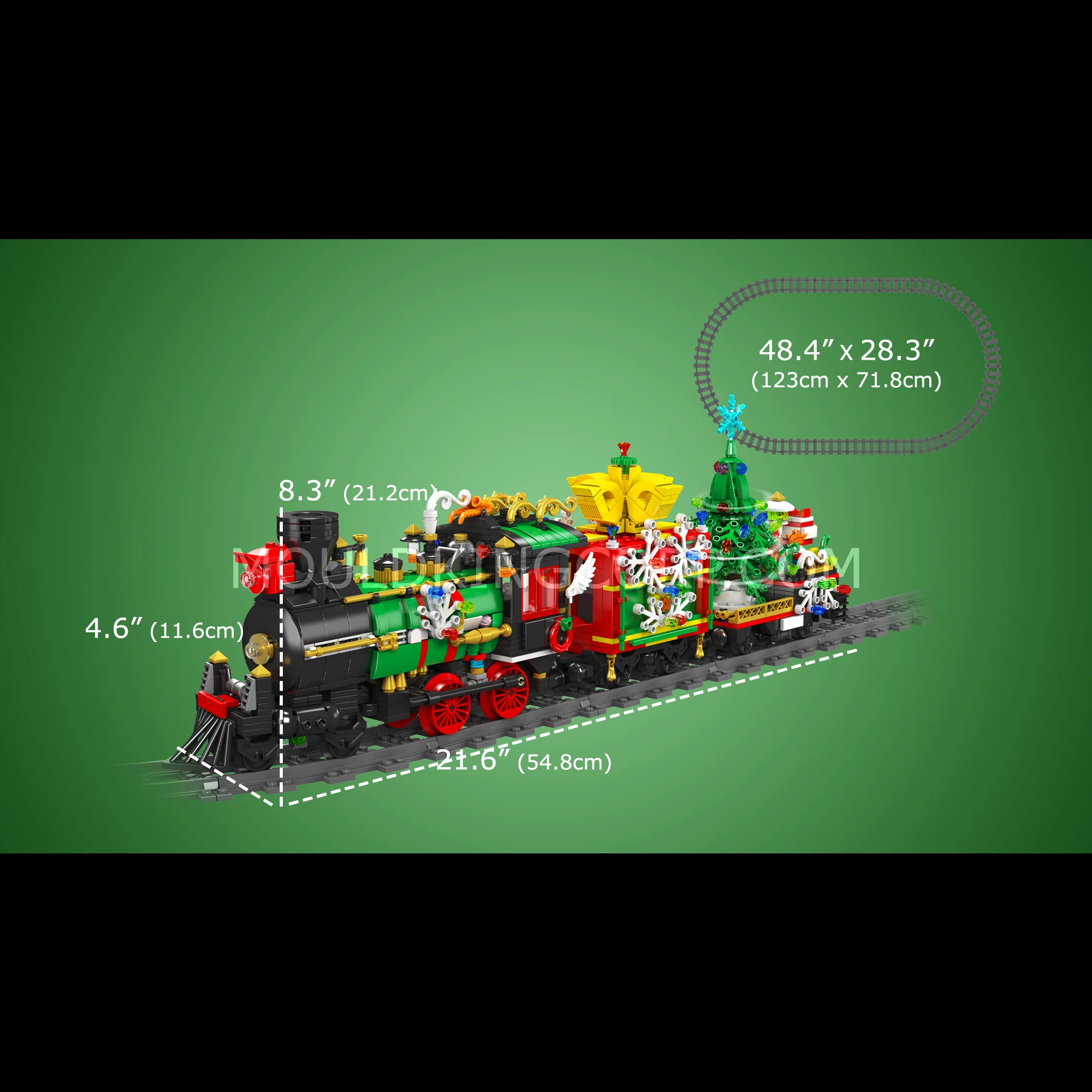 MOULD KING 12012 Christmas Train with Light & Music Buidling Set | 1,457 PCS - Image 6