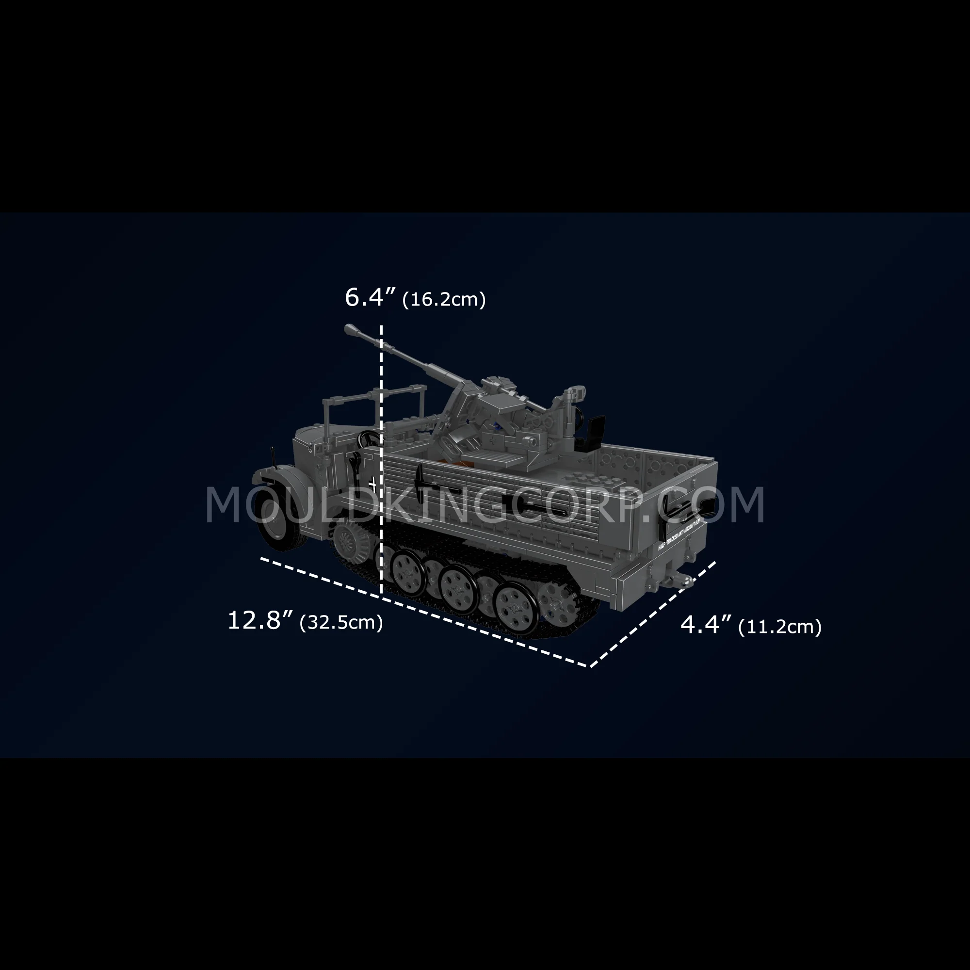 Mould King 20048 German 3.7cm Anti-Aircraft Half-Track Vehicle Building Set | 1,188 Pcs - Image 6